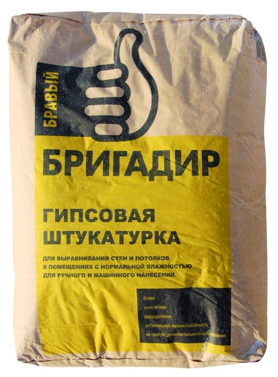 Штукатурка гипсовая БРАВЫЙ БРИГАДИР 35 кг фото 1