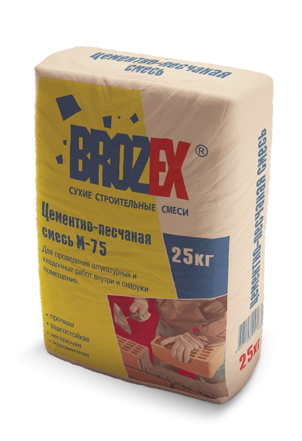Цементно-песчаная смесь Брозэкс М-75 КОТТЕДЖ 25 кг фото 1